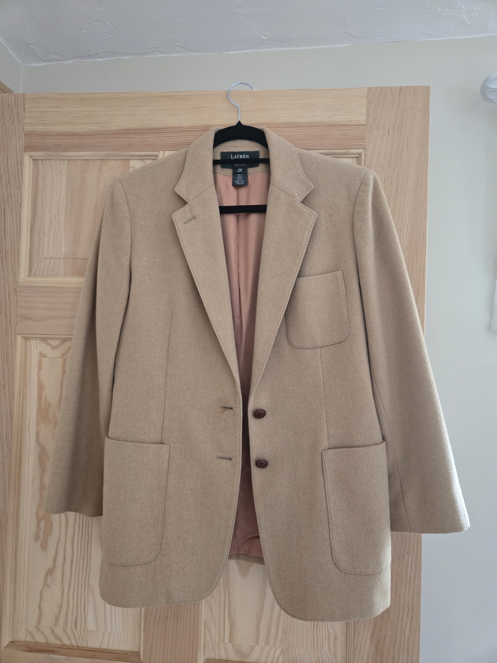 Lauren Ralph Lauren Camel Wool-Blend Pea Coat